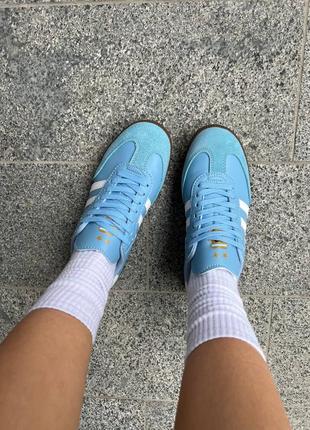 Популярные женские голубые кеды adidas samba 🆕 кроссовки адидас самба9 фото