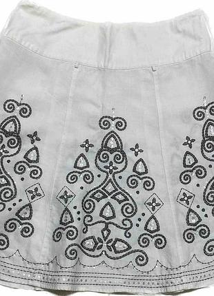 Шикарна спідниця лляна з ефектом вишивкою next petite l