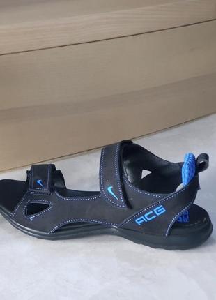 Шкіряні сандалі nike для хлопчиків на ліпучках  чорні