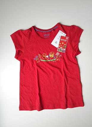 Футболка красная для девочки р.110-116 emoji