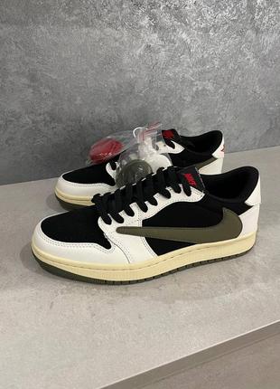 Мужские кроссовки travis scott x air jordan 1 low olive 41-42-43-44-45