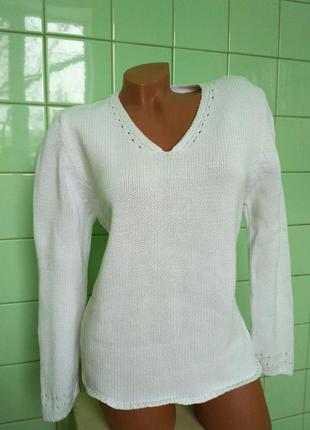 Красивый,стильный,фирм бренд кофта свитшот свитер вязаный в косы белый базовый теплый