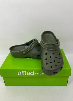 Мужские кроксы сабо crocs classic clog army green1 фото