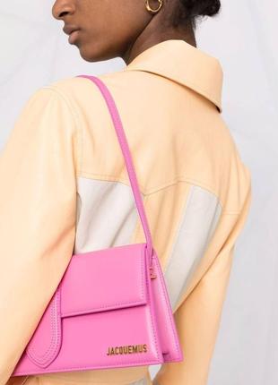 Оригінальна рожева сумочка jacquemus оригінал шкіра женская розовая сумка кожа1 фото