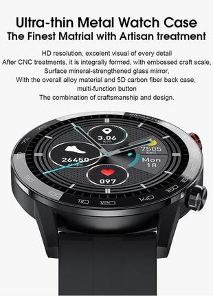 Мужские умные смарт часы smart watch / фитнес браслет трекер qd183-w черный2 фото