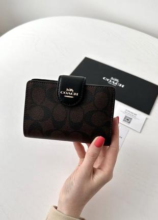 Coach medium corner zip wallet жіночий брендовий шкіряний гаманець кошельок шкіра коуч коач на подарунок дівчині на подарунок дружині