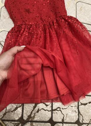 Красное платье в пайетках на девочку 3