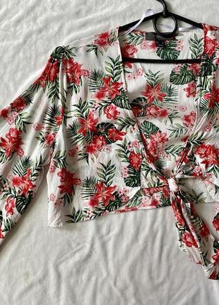 Блузка укороченная цветочный принт6 фото
