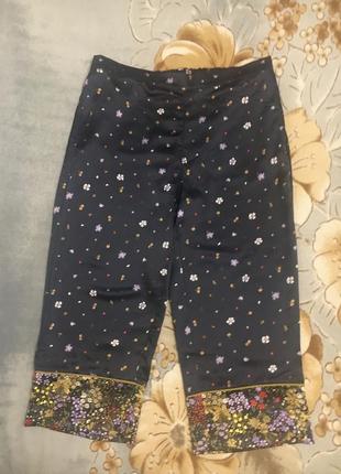 Сатиновые  свободные брюки пижамный стиль на резинке цветочный принт2 фото