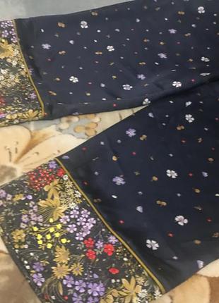 Сатиновые  свободные брюки пижамный стиль на резинке цветочный принт9 фото