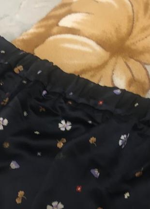Сатиновые  свободные брюки пижамный стиль на резинке цветочный принт10 фото