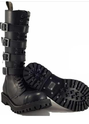 Круті гомілкові рокерські черевики steel 139/140/oz 4p black leather 20 eye boot 20 люверсів стіли1 фото