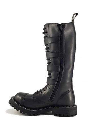 Крутые берцы рокерские ботинки steel 139/140/oz 4p black leather 20 eye boot 20 люверсов стилы boots2 фото