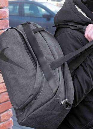 Дорожня спортивна сумка nike beket сіра тканинна для занять фітнесом і тренувань у залі на 36 літрів3 фото