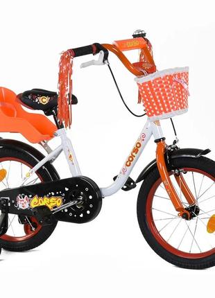 Велосипед дитячий 2-х двоколісний 12 дюймів з додатковими колесами corso2 фото