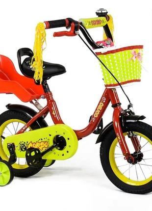 Велосипед дитячий 2-х двоколісний 12 дюймів з додатковими колесами corso1 фото