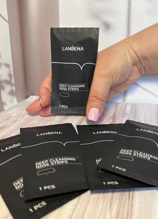 Полоска-пластырь lanbena deep cleansing nose strips для носа от черных точек с бамбуковым углем