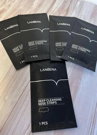 Смужка-пластир lanbena deep cleansing nose strips для носа від чорних крапок з бамбуковим вугіллям2 фото