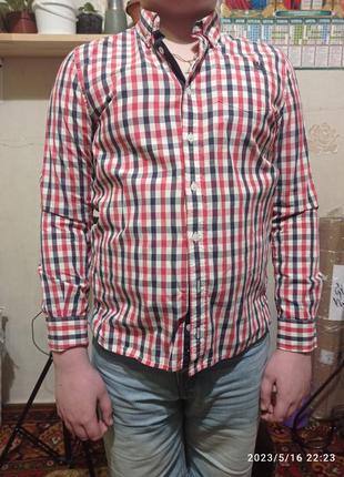 Рубашка на мальчика в клетку рост 140+6