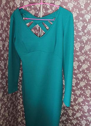 Сукня міді смарагдова жіноча