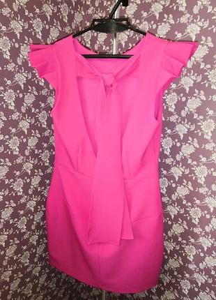 Сукня зара zara рожева фуксія нарядна жіноча з бантом
