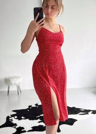 Сарафан в горошёк супер софт с разрезом платье8 фото