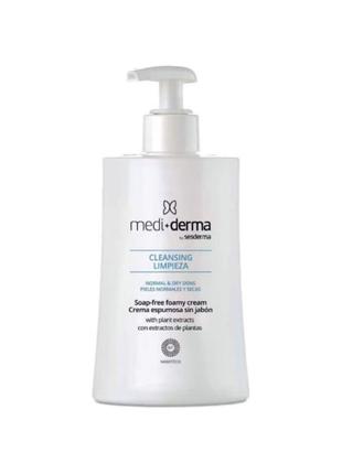 Очисний крем для вмивання medi+derma soap-free foamy cream cleansing 200 мл1 фото