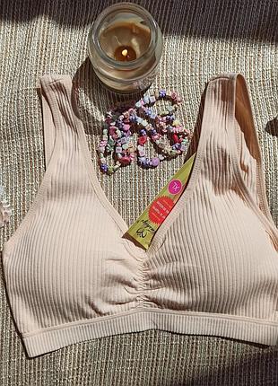 Женский топ-бюстгальтер, спортивный топик, женский топ хлопчатобумажный на широких бретельках в рубч