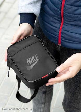 Маленькая городская сумка мессенджер мужская nike черная из ткани через плечо молодежная stk nk1 фото