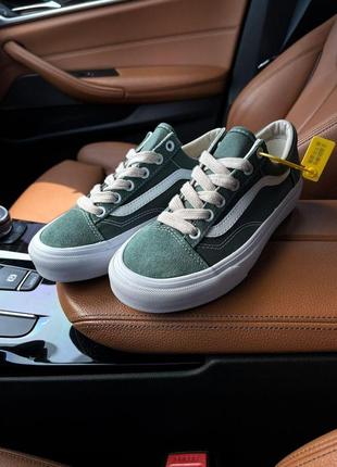 Мужские кроссовки vans old skool green white / smb