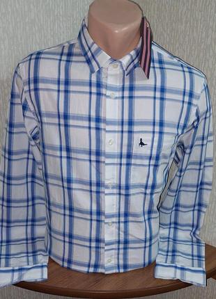 Оригинальная рубашка jack wills salcombe poplin check shirt white/blue с биркой
