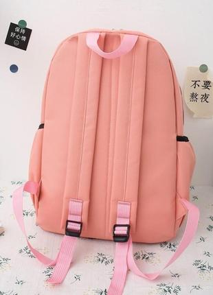 Молодежный городской рюкзак комплектом для девочки в розовом цвете 5 в 13 фото