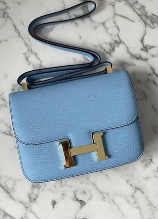 Сумка эрмес голубая hermes constance