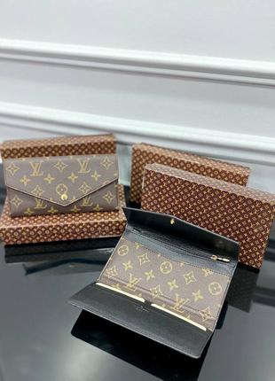 Кошелек коричневый женский в стиле louis vuitton кошелек с принтом луи витон