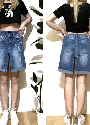 S-m chicoree шорти високі джинсові потертості рвані стрази шорты1 фото