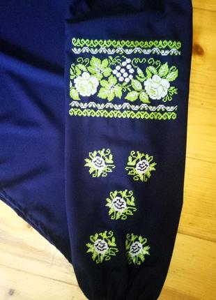 Синя шифонова вишиванка3 фото