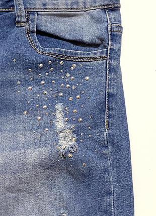 S-m chicoree шорти високі джинсові потертості рвані стрази шорты5 фото