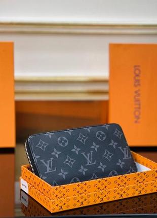 Кошелек черный женский мужской в стиле louis vuitton кошелек с принтом луи витон