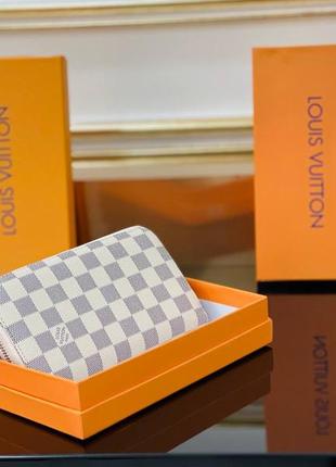 Кошелек белый в клетку женский мужской в стиле louis vuitton кошелек с принтом луи витон2 фото