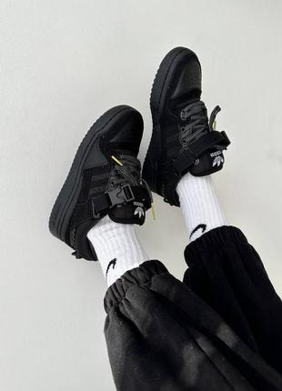 🖤adidas forum x bad bunny🖤 топові жіночі кросівки адідас чорні + рефлективні шнурки демісезон женские крутые черные кроссовки рефлектив