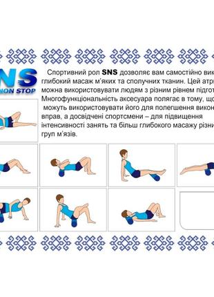 Массажный валик (ролл) для йоги фитнеса sns 33х10см синий ly1-31-с2 фото