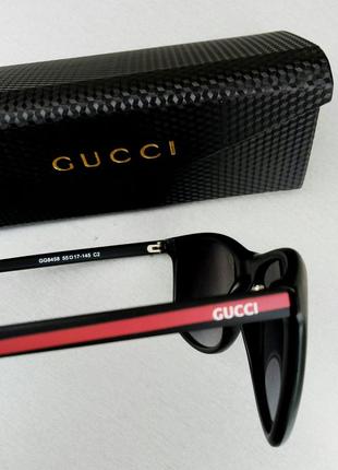 Gucci очки мужские солнцезащитные черные с красным7 фото