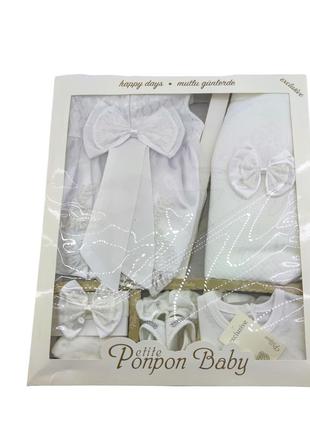 Подарочный набор 0 до 4 месяцев платье для крещения подарок новорожденного белое (нпк105)5 фото