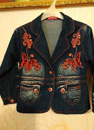 Джинсовий піджак з вишивкою, джинсовий піджак