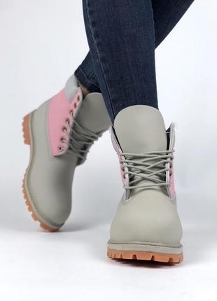 💖распродажа💖женские демисезонные ботинки timberland grey pink. тимберленд розовые серые.3 фото