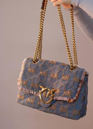 Pinko love bag puff denim logo