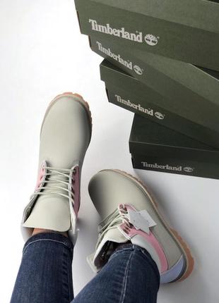 💖распродажа💖женские демисезонные ботинки timberland grey pink. тимберленд розовые серые.4 фото