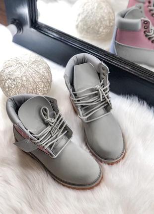 💖распродажа💖женские демисезонные ботинки timberland grey pink. тимберленд розовые серые.8 фото