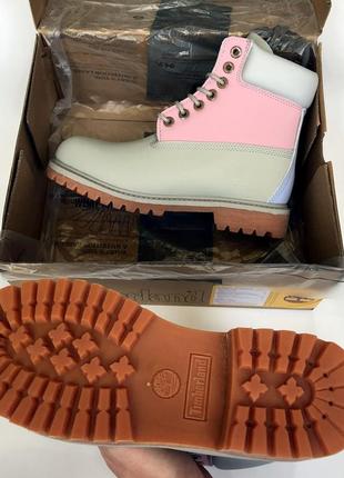 💖распродажа💖женские демисезонные ботинки timberland grey pink. тимберленд розовые серые.9 фото