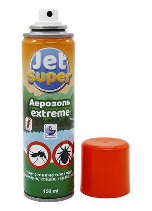 Спрей від комарів та комах jet super repellent extreme аерозоль репелент 150 мл захист до 6 год для дітей та дорослих2 фото